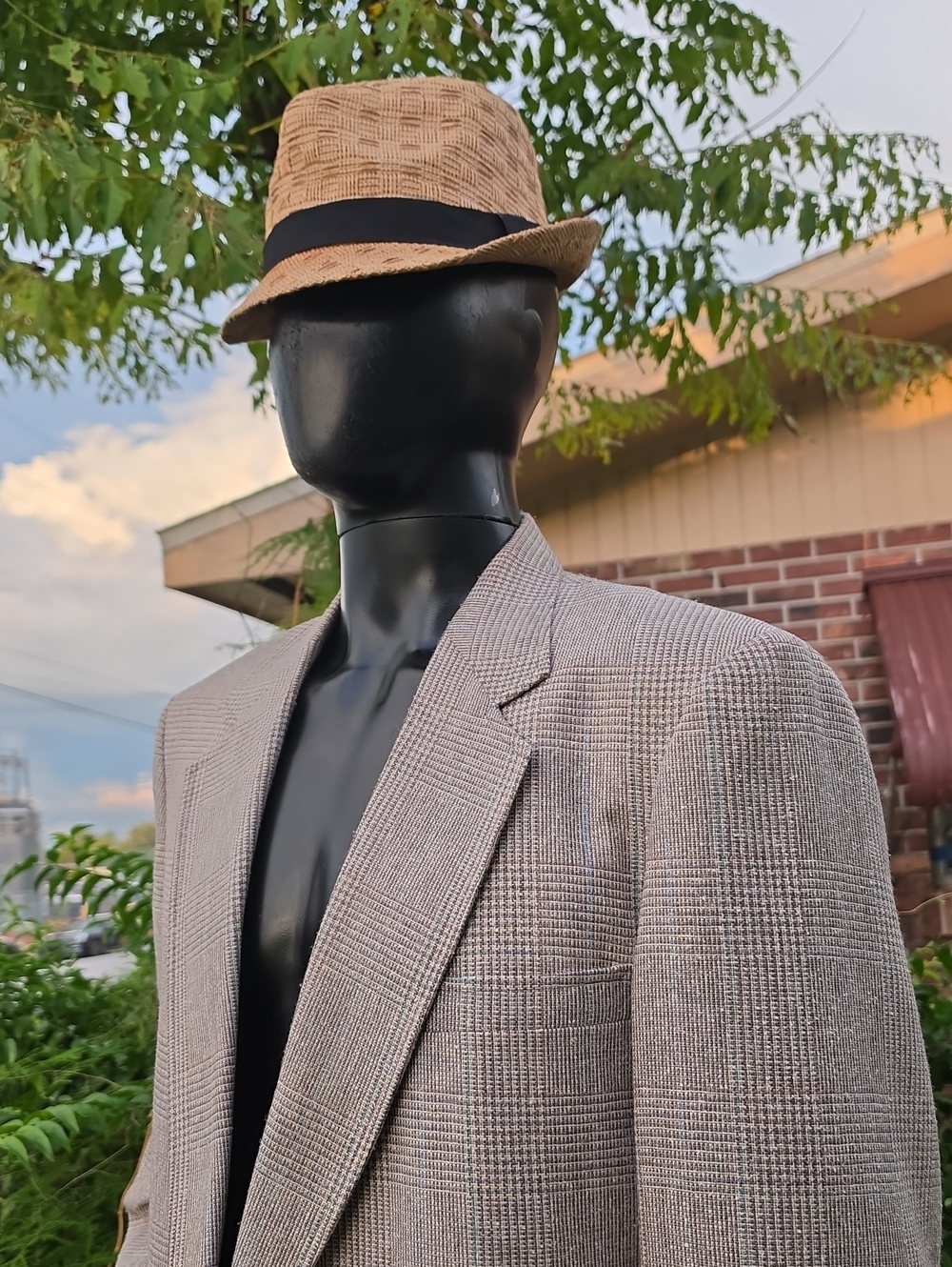 The Men's Store Men's Pure Silk Vintage Glen Plaid Sport Coat Light/Gray Check